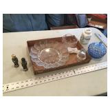 Miscellaneous glassware and cast salt and pepper