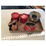 Brass spittoon tobacco Tins etc.