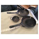 Assorted enamel skillets