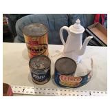 Vintage tins and server