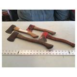 Assorted hatchets including a plumb