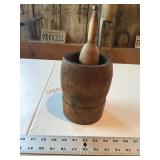 Antique wooden mortar and pestil
