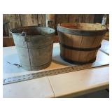 Basket and galvanized bucket