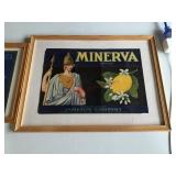 Framed fruit crate labels