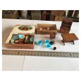 Doll dishes and furniture