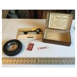 Smittys tire ash tray, wooden box, etc