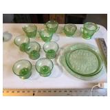 Green depression glassware