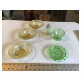 Assorted depression glassware