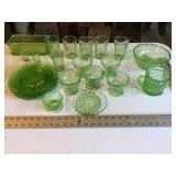 Green depression glassware
