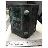Antique brass and glass elevator button