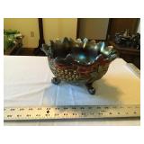 Carnival glass footed bowl