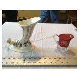 1940 Cattle congress creamer and red wing vase