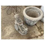Concrete pot and tractor