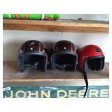 3 Vintage motorcycle helmets