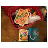 Tote with puzzles and toys