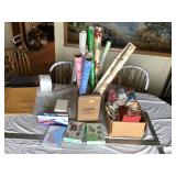 Wrapping paper ribbons and cards