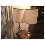Pair of brass lamps