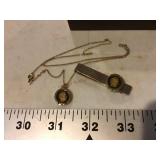 10k gold John Deere tie tack with necklace and