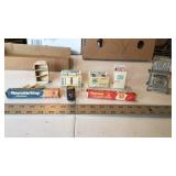 Tin minitures, cast iron stove, etc.