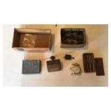 Stop watch, drawer hardware, stamp set
