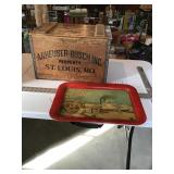 Budweiser tray and wood box