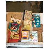 Scrapbook, old newspapers, misc. books