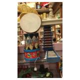 Drums, tambourine and xylophones