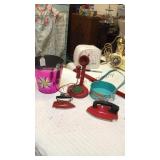 Metal phone, irons and pails