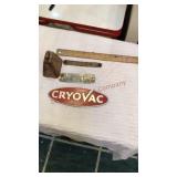 Metal, cow bell, signs, ruler