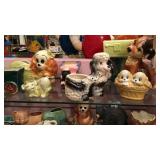 Shelf of planters and figurines