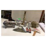 Girl with geese, salt/pepper,  utter dish, and