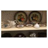 Wall decor, 6-plates, garlic preserver, 2-