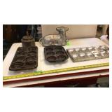 Glue pot, cake mold,, misc. molds