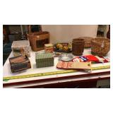 Baskets, cake decorating kit, and misc.