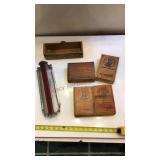 Chicken feeder and wooden boxes