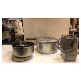 Industrial can opener, vintage mixer and popcorn