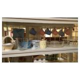 2-shelves Mugs, baking dishes, cookie jar and