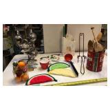 Hot pads, syrup holders, knife block, dipper and