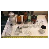 Medicine bottles shot glasses etc