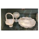 9 pc milk glass