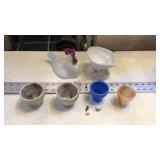 Rooster on the nest and small bowls