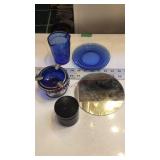 Blue glassware etc
