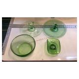 Green depression glassware