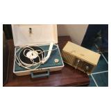 Record player radio and 45 albums