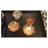 Carnival glass tray and bowls