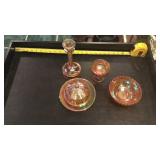 Carnival glass stemware and bowls