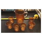 Amber pitcher and glasses