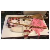 Handbag and aprons etc