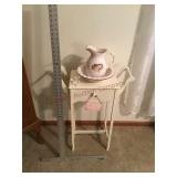 Pitcher in bowl and stand