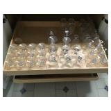2 Drawers with stemware and glasses